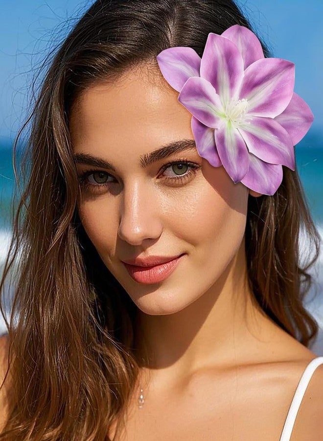 Molans 3Pcs Hawaiian Flower Hair Clips for women - 5.5 Inches Artificial Flower Clips, Plumeria Hibiscus Hair Clips Floral Hair Barrettes for Vacation Beach Party - Image 5